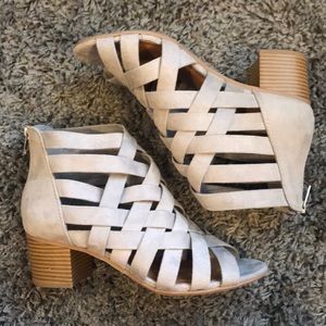 City classified peep- toe ankle boots